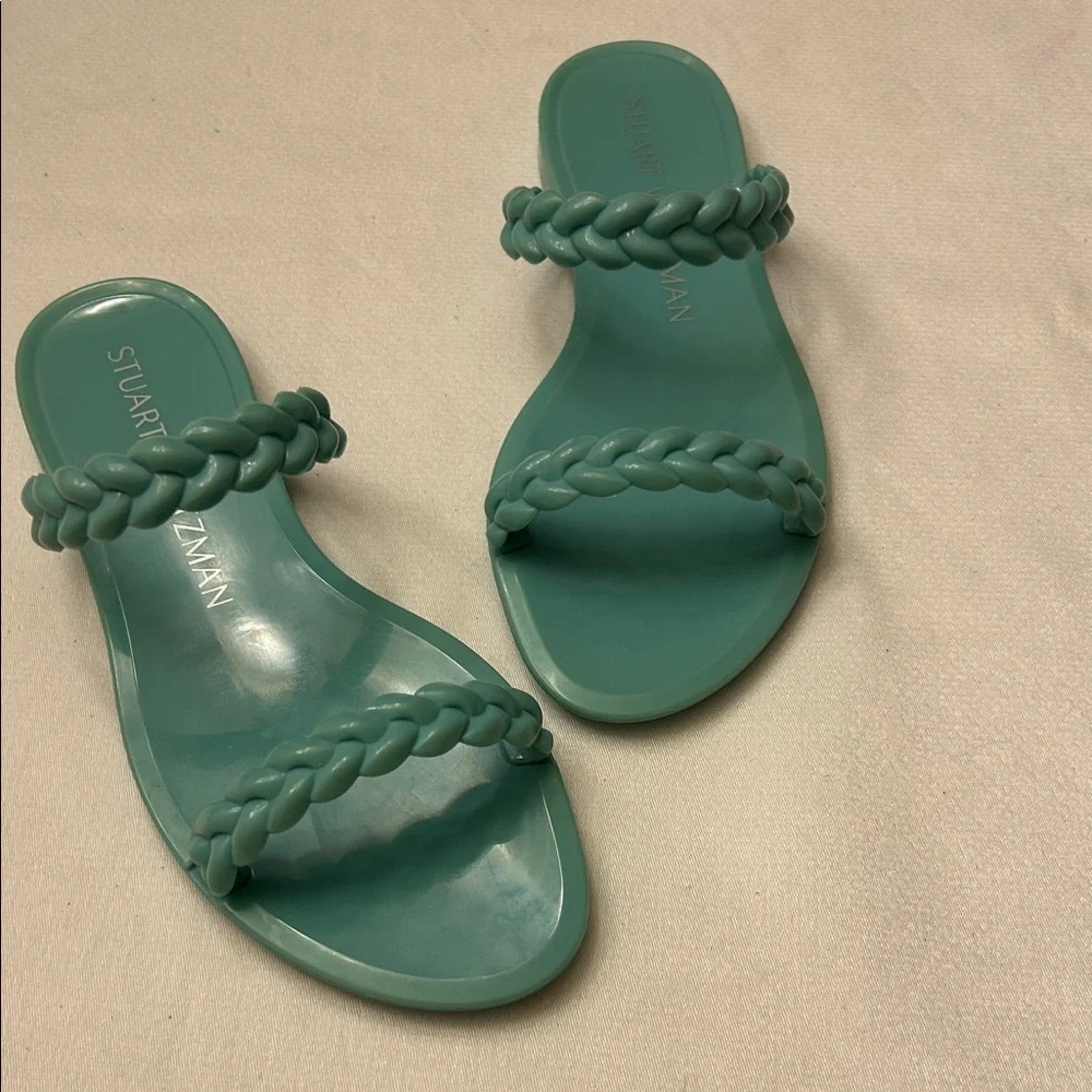 Stuart Weitzman Women's Braida Sawyer Jelly Sandals in Teal. Size 6 - Picture 2 of 7